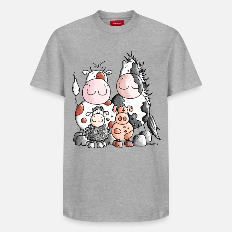 Animaux de ferme drôle - T-shirt unisexe décontracté en coton Supima – de SPREAD - gris chiné