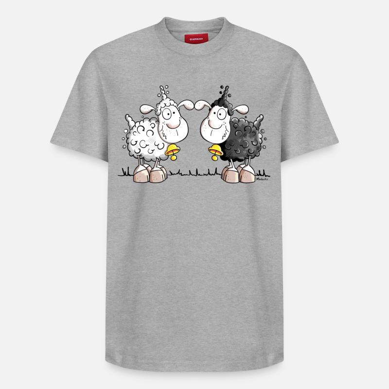 Schaf Duo - Relaxed Unisex Supima Cotton T-Shirt – von SPREAD - Grau meliert