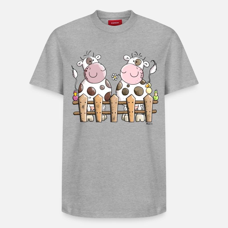 Deux Vaches heureuses - T-shirt unisexe décontracté en coton Supima – de SPREAD - gris chiné