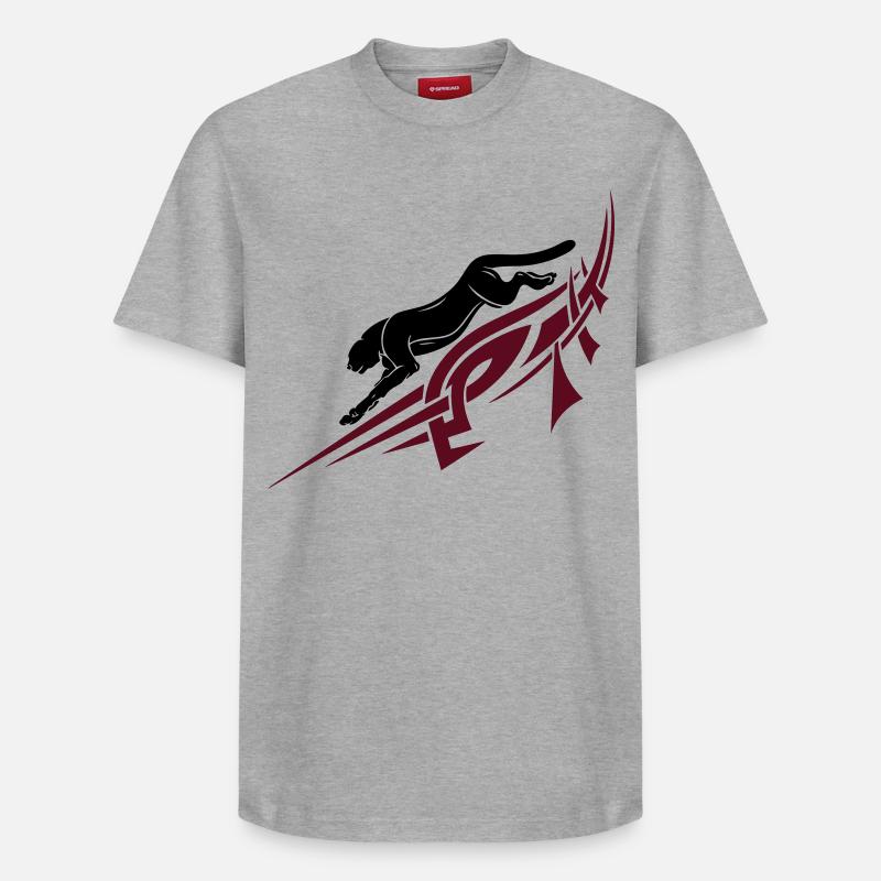Panthère avec Tribal, Tattoo. - T-shirt unisexe décontracté en coton Supima – de SPREAD - gris chiné