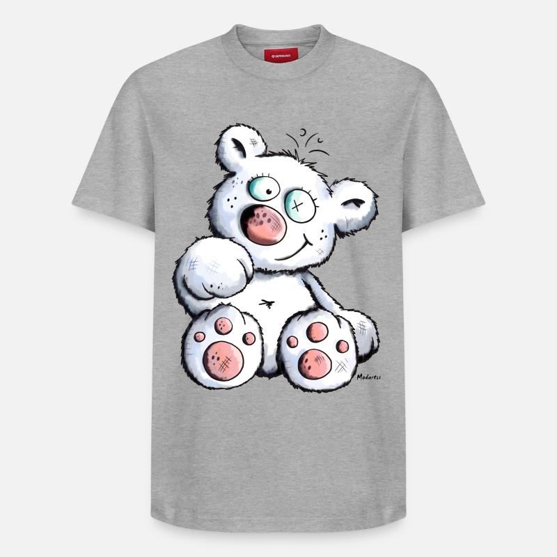 Blanc Ours En Peluche - T-shirt unisexe décontracté en coton Supima – de SPREAD - gris chiné