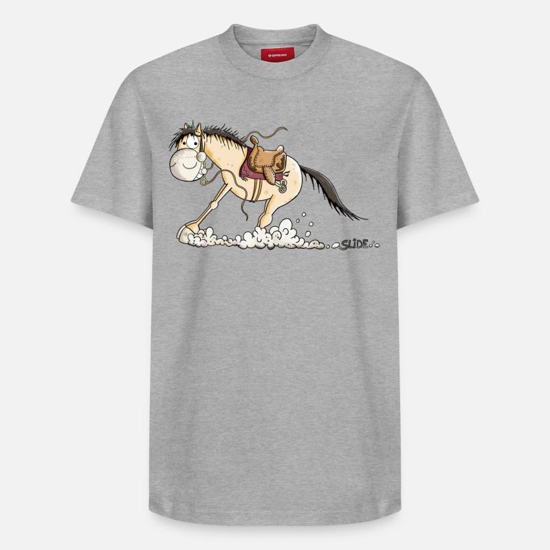 Funny Slide Horse - T-shirt unisexe décontracté en coton Supima – de SPREAD - gris chiné