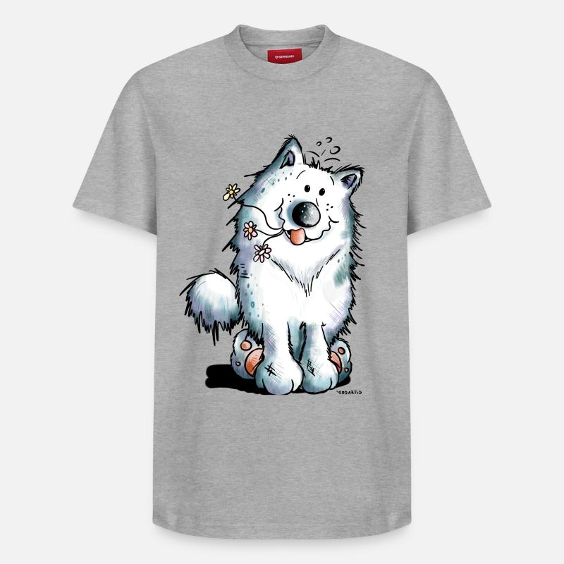 Knuffiger Samojede - Relaxed Unisex Supima Cotton T-Shirt – von SPREAD - Grau meliert