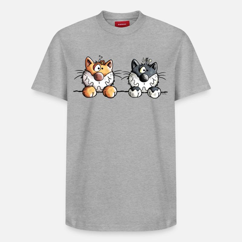 Deux chats - T-shirt unisexe décontracté en coton Supima – de SPREAD - gris chiné
