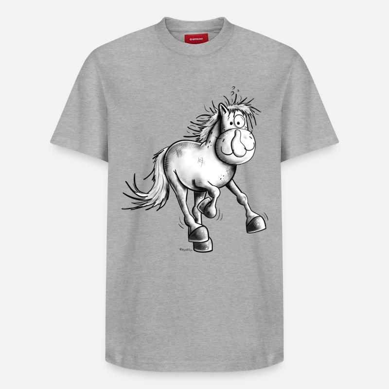 Flottes Pferdchen - Relaxed Unisex Supima Cotton T-Shirt – von SPREAD - Grau meliert