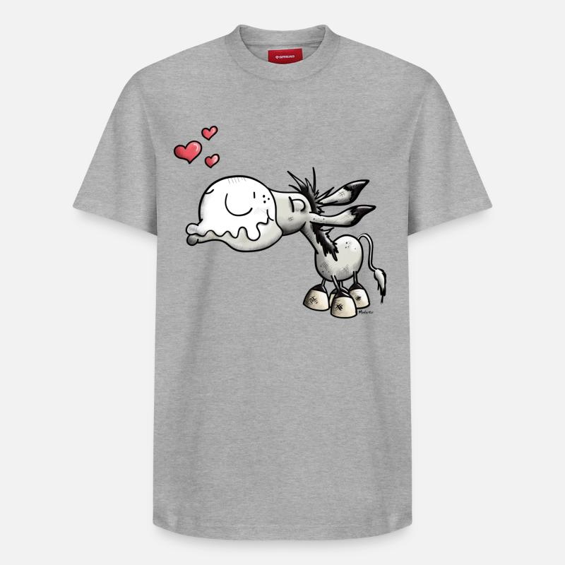 âne amoureux - T-shirt unisexe décontracté en coton Supima – de SPREAD - gris chiné