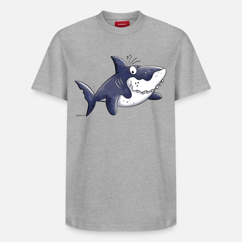 Requin comique - T-shirt unisexe décontracté en coton Supima – de SPREAD - gris chiné