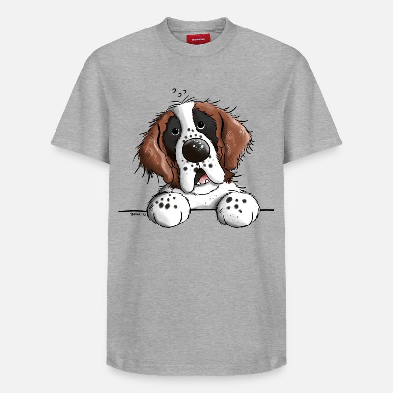 Mignon Saint Bernard - T-shirt unisexe décontracté en coton Supima – de SPREAD - gris chiné