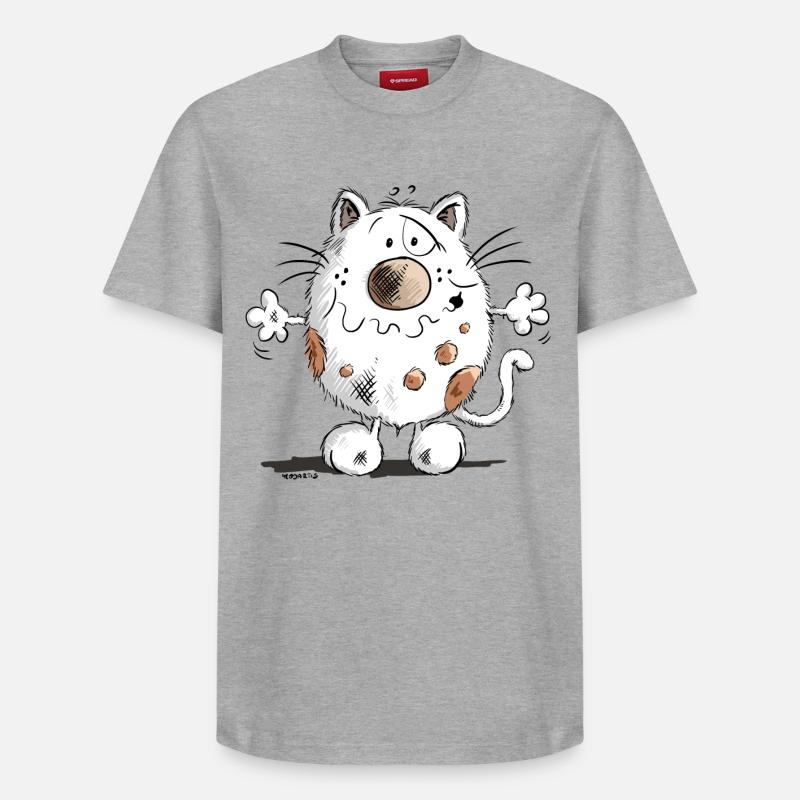 Mignon chat comique - T-shirt unisexe décontracté en coton Supima – de SPREAD - gris chiné