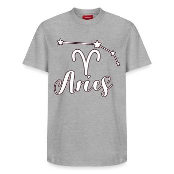 Widder Sternzeichen - Relaxed Unisex Supima Cotton T-Shirt – von SPREAD - Grau meliert - Vorne - AI Model Female 172 dark (172cm) & AI Model Male 185 dark (185cm)
