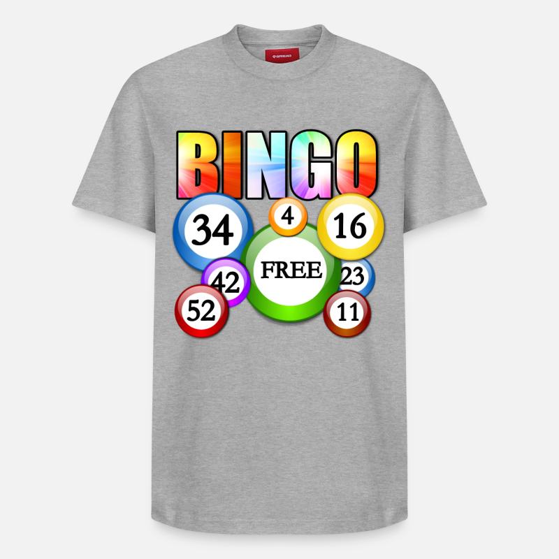Lebendiges Bingo-Freiball-Design - Relaxed Unisex Supima Cotton T-Shirt – von SPREAD - Grau meliert