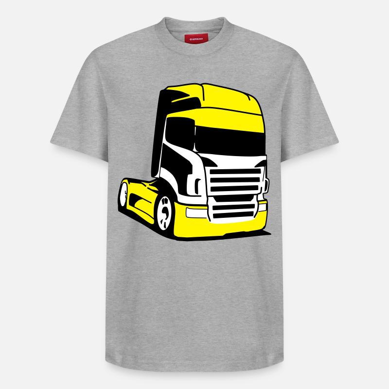 Camion Jaune Pop Art - T-shirt unisexe décontracté en coton Supima – de SPREAD - gris chiné