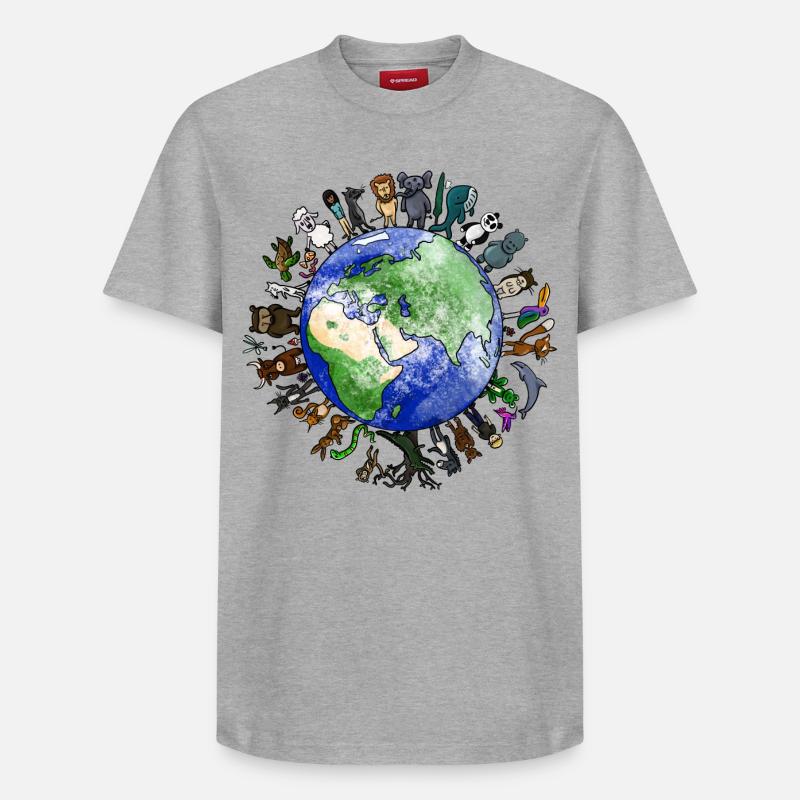 Lebendiger Planet - Biodiversität - Relaxed Unisex Supima Cotton T-Shirt – von SPREAD - Grau meliert