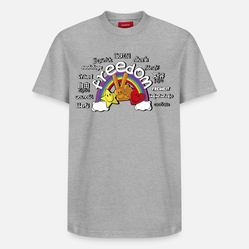 regenbogen - Relaxed Unisex Supima Cotton T-Shirt – von SPREAD - Grau meliert