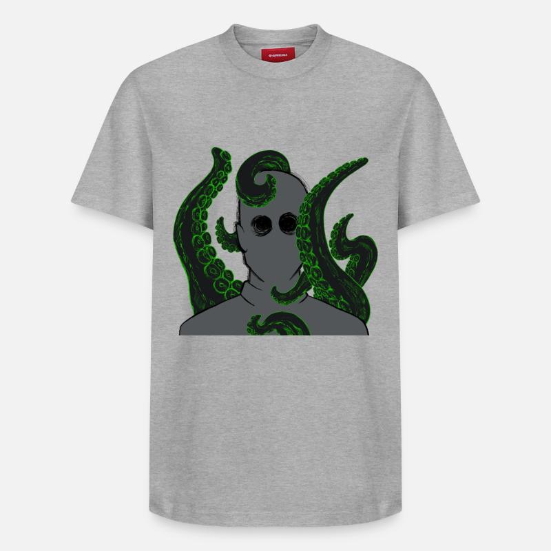 Tentacule néon Portrait - T-shirt unisexe décontracté en coton Supima – de SPREAD - gris chiné