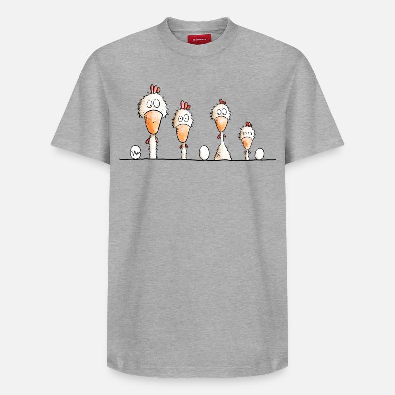 Poulets heureux - T-shirt unisexe décontracté en coton Supima – de SPREAD - gris chiné