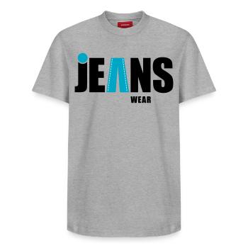 jeans wear mit punkt - Relaxed Unisex Supima Cotton T-Shirt – von SPREAD - Grau meliert - Vorne - AI Model Female 172 dark (172cm) & AI Model Male 185 dark (185cm)