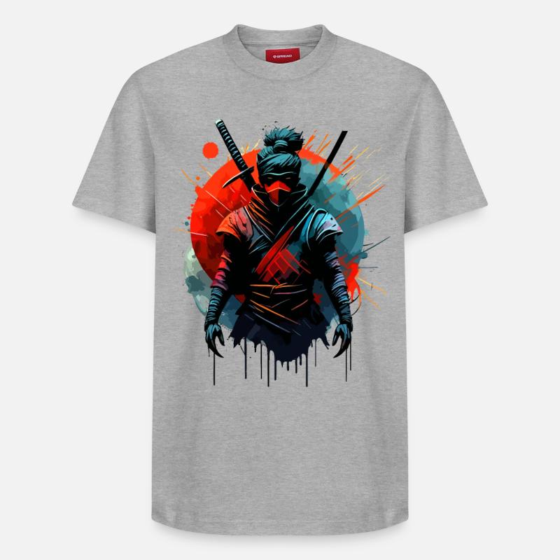 Ninja samouraï japonais - T-shirt unisexe décontracté en coton Supima – de SPREAD - gris chiné