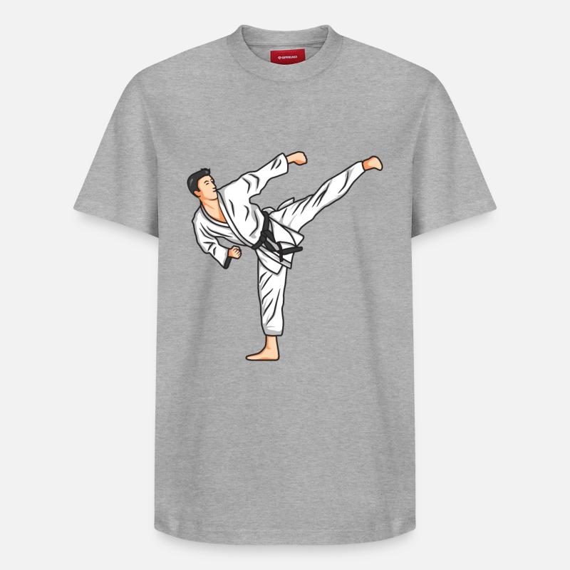Dessin de karaté - T-shirt unisexe décontracté en coton Supima – de SPREAD - gris chiné