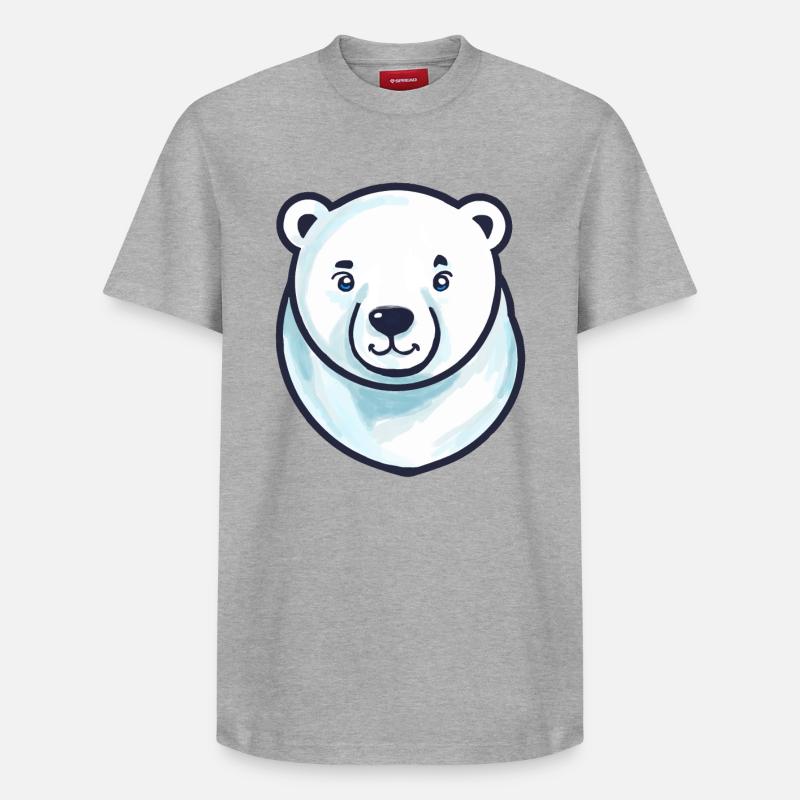 Eisbär-Kopf (Comic) - Relaxed Unisex Supima Cotton T-Shirt – von SPREAD - Grau meliert
