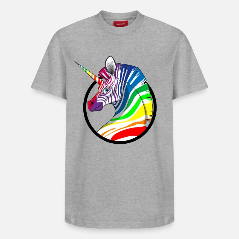 Regenbogen Einhorn Zebra - Relaxed Unisex Supima Cotton T-Shirt – von SPREAD - Grau meliert