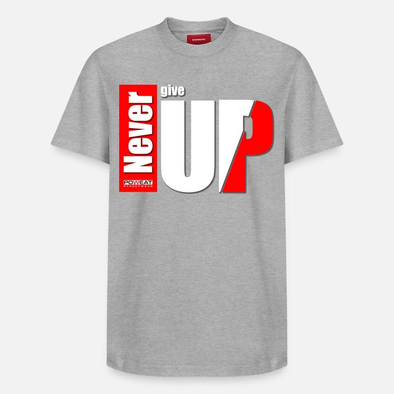 never give up - Relaxed Unisex Supima Cotton T-Shirt – von SPREAD - Grau meliert