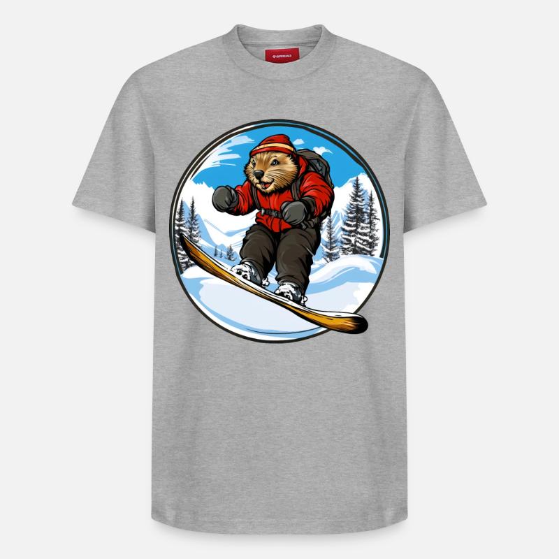 Planche à neige Beaver - T-shirt unisexe décontracté en coton Supima – de SPREAD - gris chiné