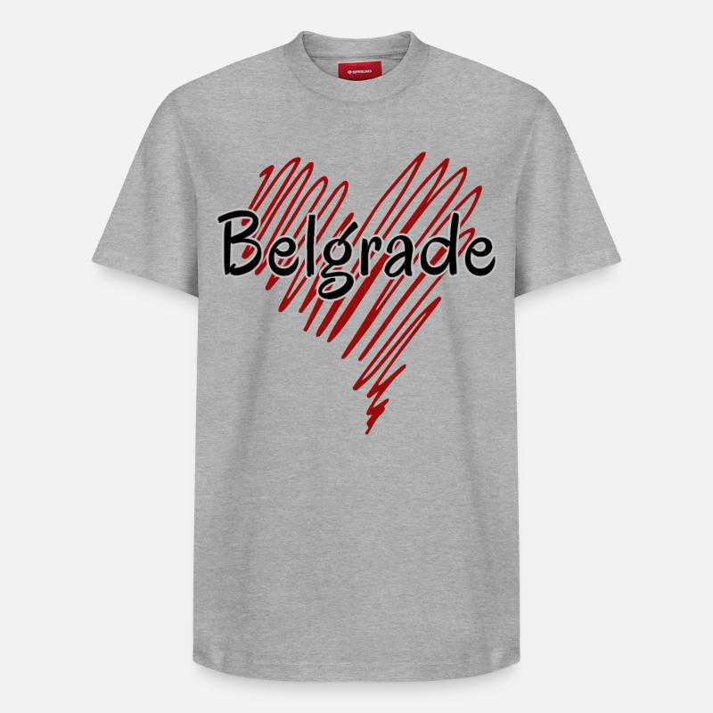 J’aime Belgrade, Belgrade, Serbie - T-shirt unisexe décontracté en coton Supima – de SPREAD - gris chiné