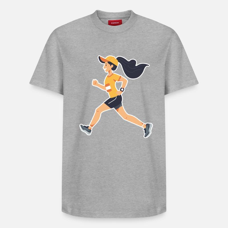 Läuferin Comic - Relaxed Unisex Supima Cotton T-Shirt – von SPREAD - Grau meliert