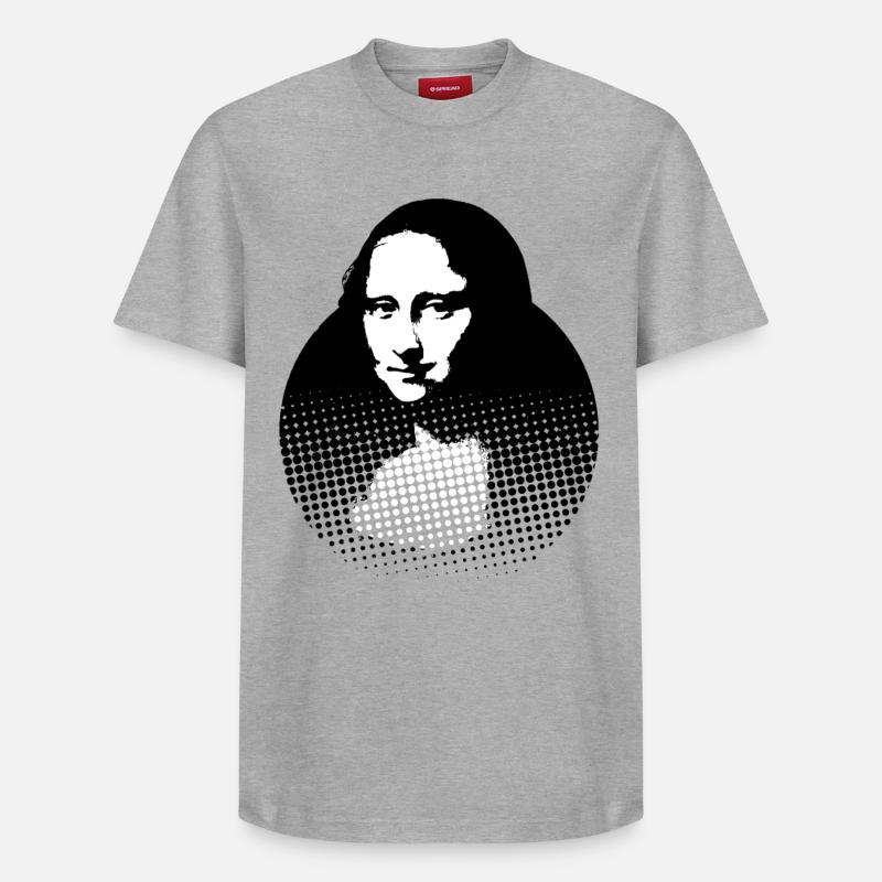 Mona Lisa, Leonardo da Vinci - Relaxed Unisex Supima Cotton T-Shirt – von SPREAD - Grau meliert