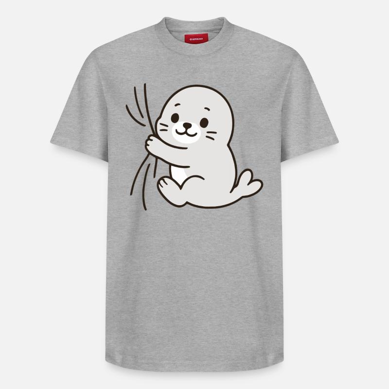 Cher petit phoque - T-shirt unisexe décontracté en coton Supima – de SPREAD - gris chiné