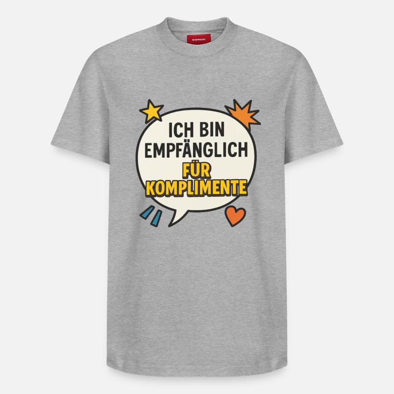  Spruch für Komplimente - Relaxed Unisex Supima Cotton T-Shirt – von SPREAD - Grau meliert