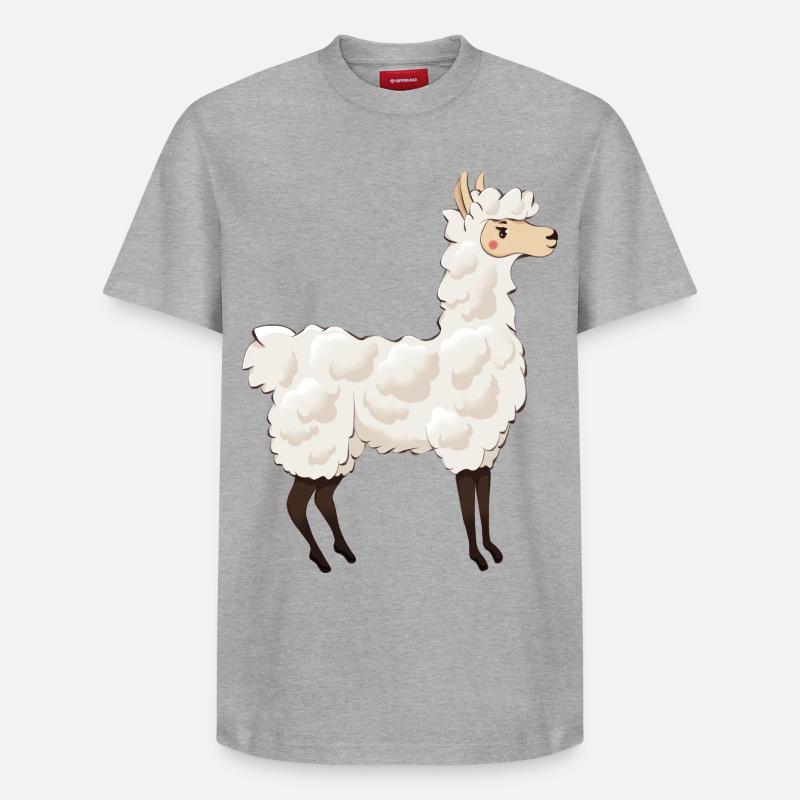 Lama - T-shirt unisexe décontracté en coton Supima – de SPREAD - gris chiné