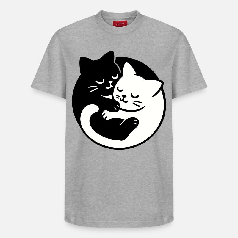 Yin-Yang Katzen - Relaxed Unisex Supima Cotton T-Shirt – von SPREAD - Grau meliert