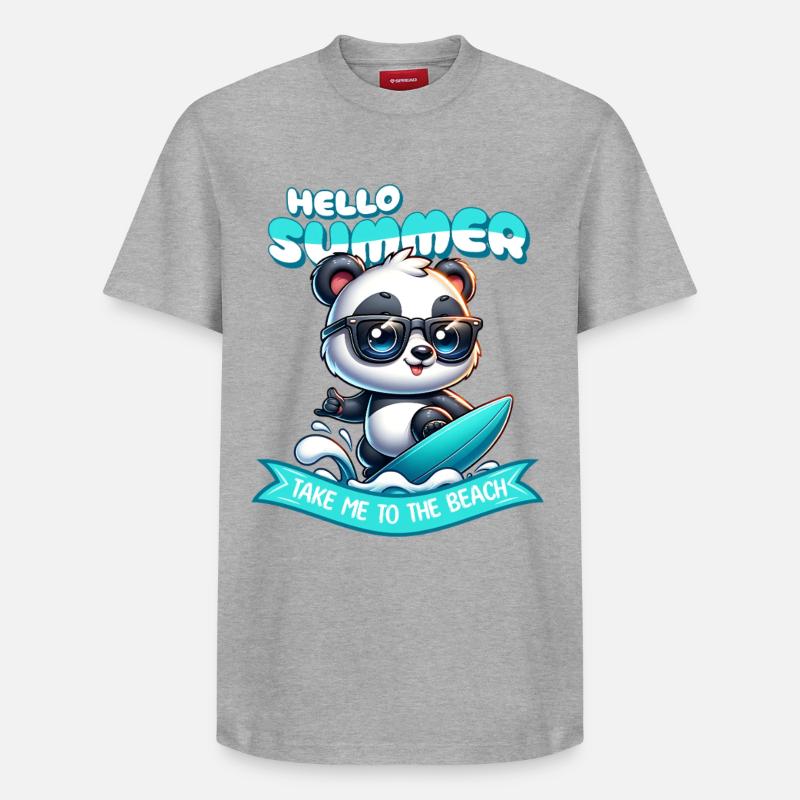 Été des Panda Surfers - T-shirt unisexe décontracté en coton Supima – de SPREAD - gris chiné