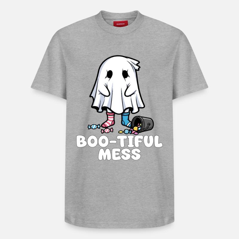BOO-TIFUL MESS - FANTÔME HALLOWEEN - T-shirt unisexe décontracté en coton Supima – de SPREAD - gris chiné