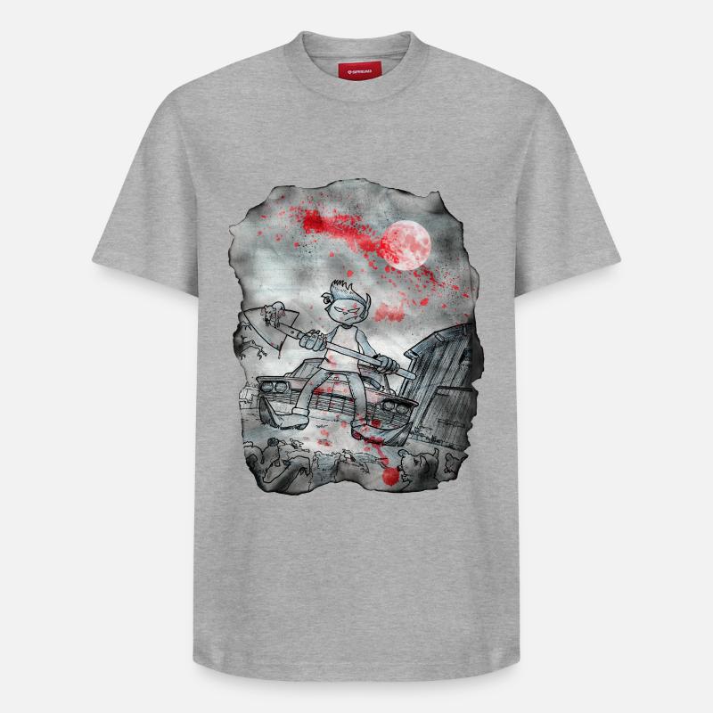 Cat Zombie Killer - T-shirt unisexe décontracté en coton Supima – de SPREAD - gris chiné