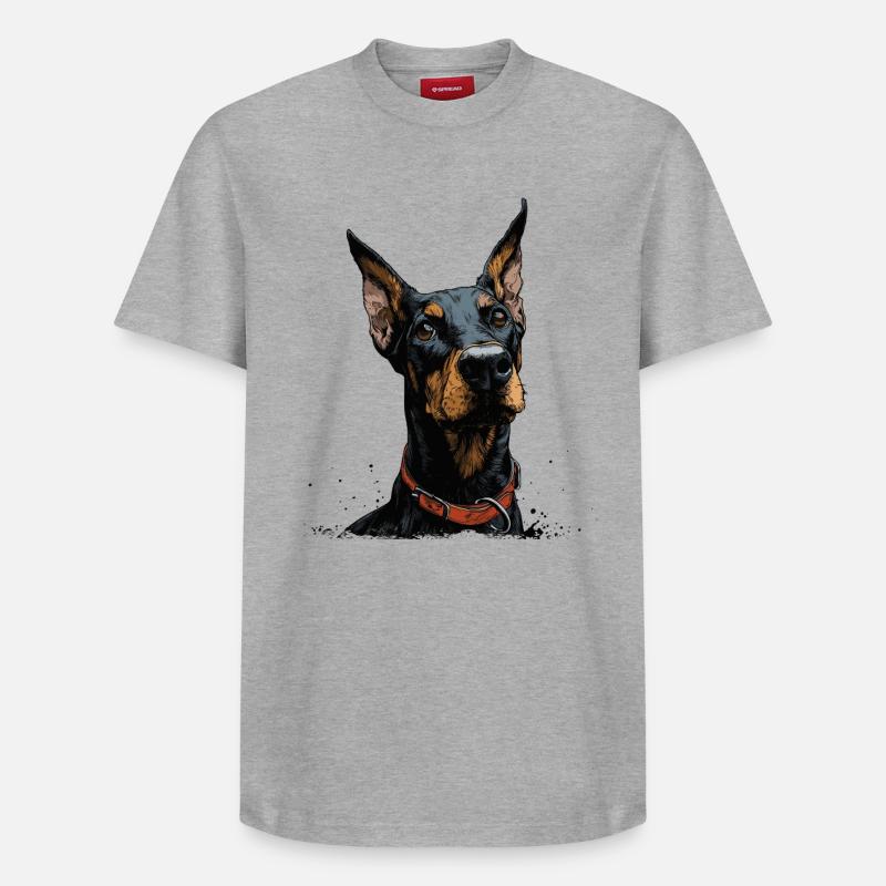 Doberman cool - T-shirt unisexe décontracté en coton Supima – de SPREAD - gris chiné