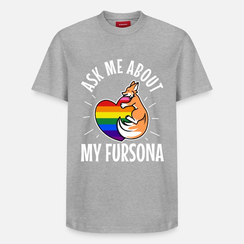 Posez-moi des questions sur mon Fursona - T-shirt unisexe décontracté en coton Supima – de SPREAD - gris chiné