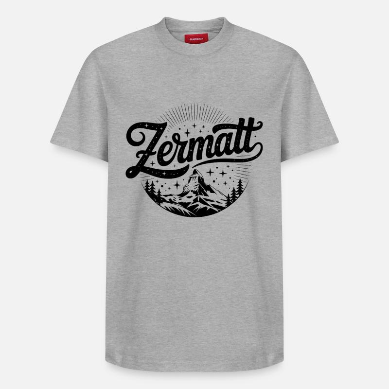Zermatt - Conception de souvenirs - T-shirt unisexe décontracté en coton Supima – de SPREAD - gris chiné