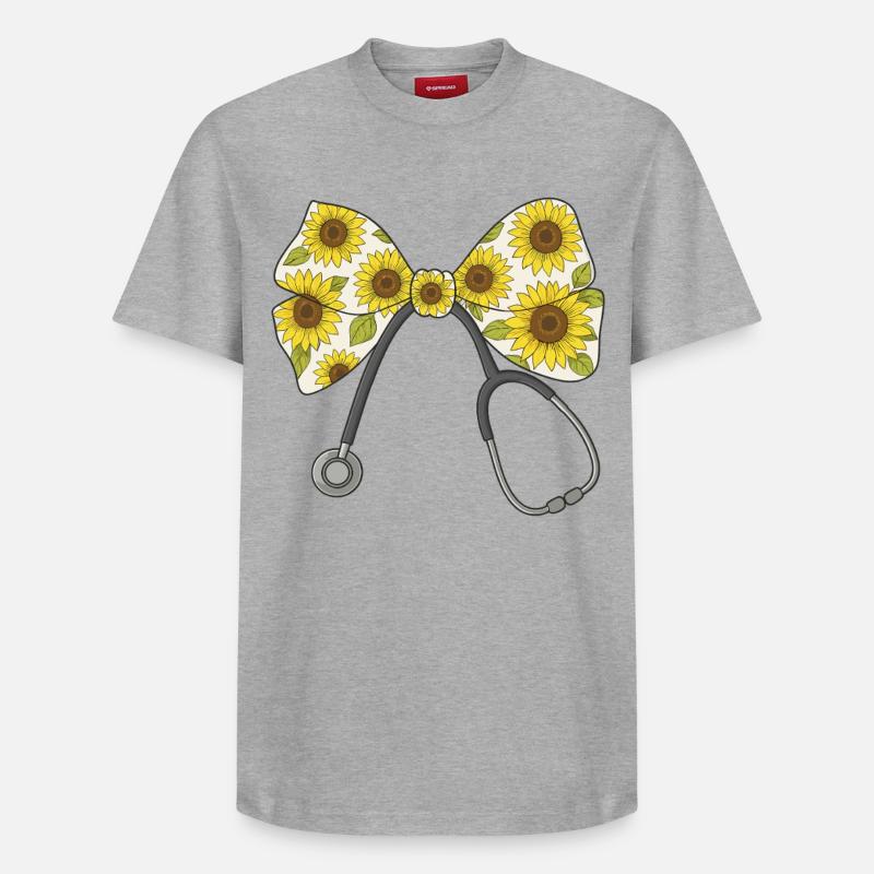 Krankenschwester, Stethoskop, Schleife - Relaxed Unisex Supima Cotton T-Shirt – von SPREAD - Grau meliert