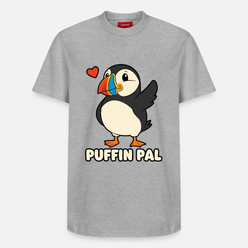 Puffin Pal Mignon Puffin Dessin animé - T-shirt unisexe décontracté en coton Supima – de SPREAD - gris chiné