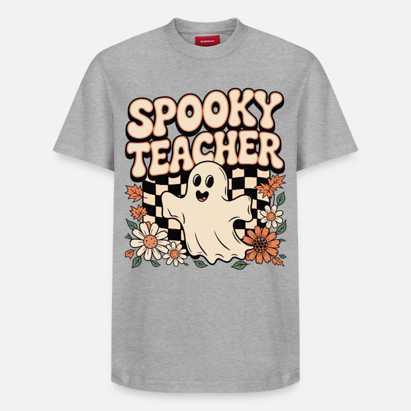 Enseignant effrayant Design d’Halloween - T-shirt unisexe décontracté en coton Supima – de SPREAD - gris chiné