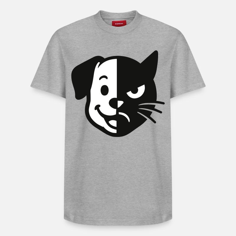 Chien Chat Dualité YinYang - T-shirt unisexe décontracté en coton Supima – de SPREAD - gris chiné