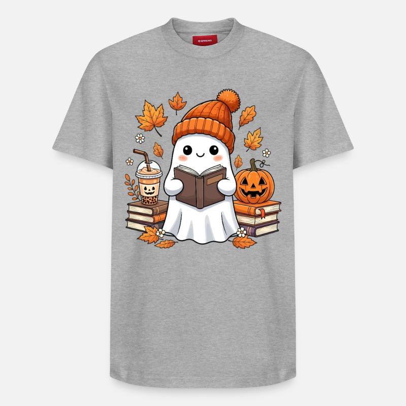 Herbstlese Geist mit Kürbis - Relaxed Unisex Supima Cotton T-Shirt – von SPREAD - Grau meliert