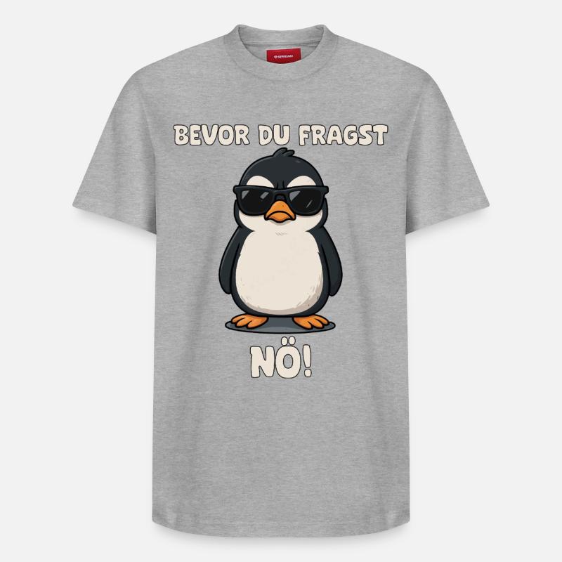 Pinguin mit Sonnenbrille Spruch - Relaxed Unisex Supima Cotton T-Shirt – von SPREAD - Grau meliert