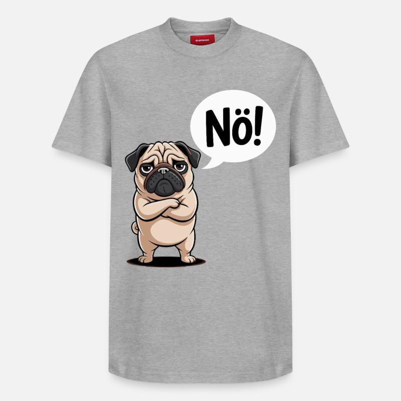 Nö Sprechender Mops Comic Lustig - Relaxed Unisex Supima Cotton T-Shirt – von SPREAD - Grau meliert