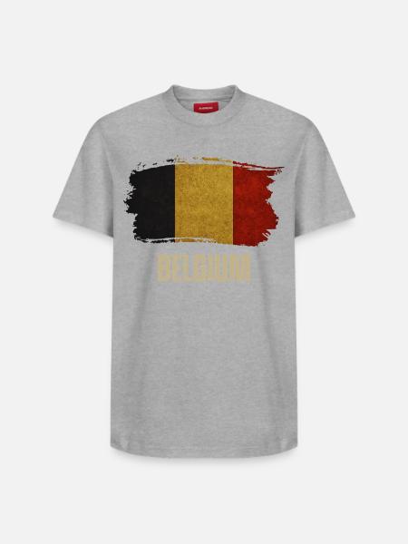 Grunge flag of Belgium, Belgian pride - Relaxed Unisex Supima Cotton T-Shirt – by SPREAD - heather grey