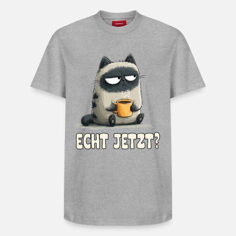Grummelkatze mit Kaffee - T-shirt unisexe décontracté en coton Supima – de SPREAD - gris chiné