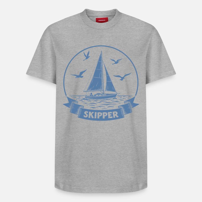 Skipper Voilier Capitaine maritime - T-shirt unisexe décontracté en coton Supima – de SPREAD - gris chiné